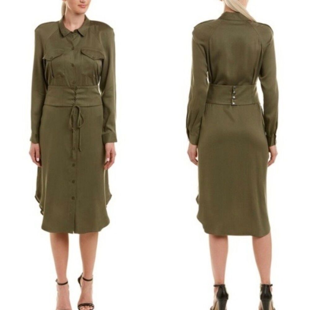 BCBGMaxAzria button front long sleeve shirt dress